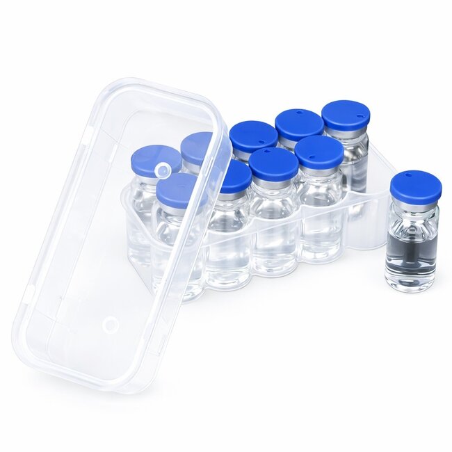 Transparante Vial Opbergdoos 10x 10ml – Set van 2 Stuks – Kunststof Organizer voor Injectieflacons