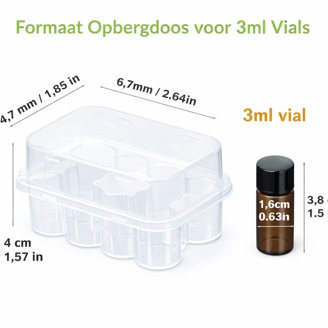 Transparante Vial Opbergdoos 10x 3ml – Set van 2 Stuks – Kunststof Organizer voor Injectieflacons
