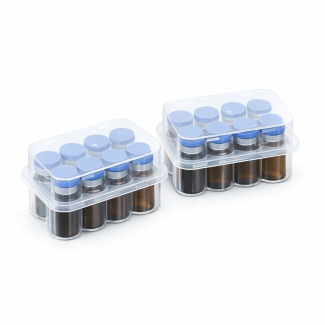 Transparante Vial Opbergdoos 10x 3ml – Set van 2 Stuks – Kunststof Organizer voor Injectieflacons