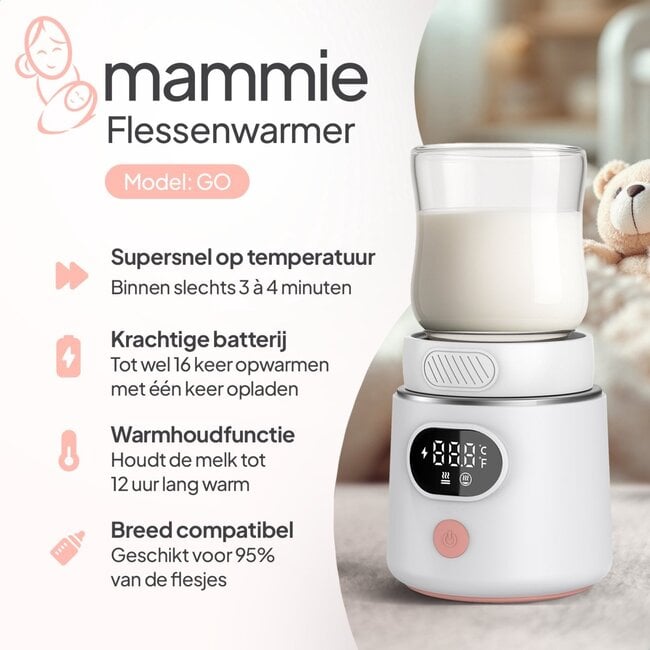 Mammie Mammie GO Draagbare Flessenwarmer Onderweg - Draadloos - Incl 6 Adapters