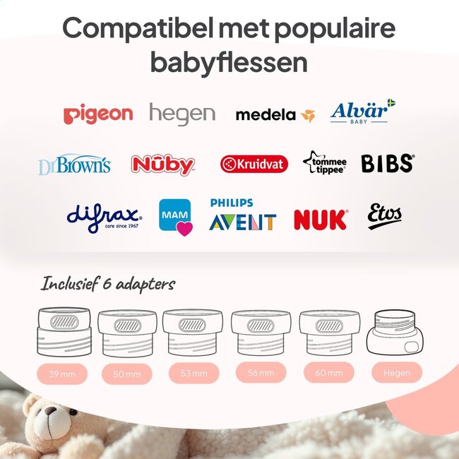 Mammie Mammie GO Draagbare Flessenwarmer Onderweg - Draadloos - Incl 6 Adapters