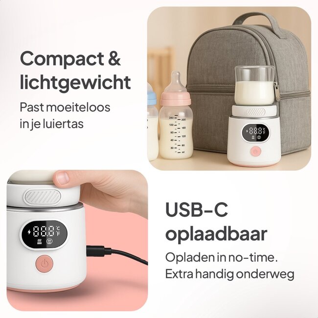 Mammie Mammie GO Draagbare Flessenwarmer Onderweg - Draadloos - Incl 6 Adapters