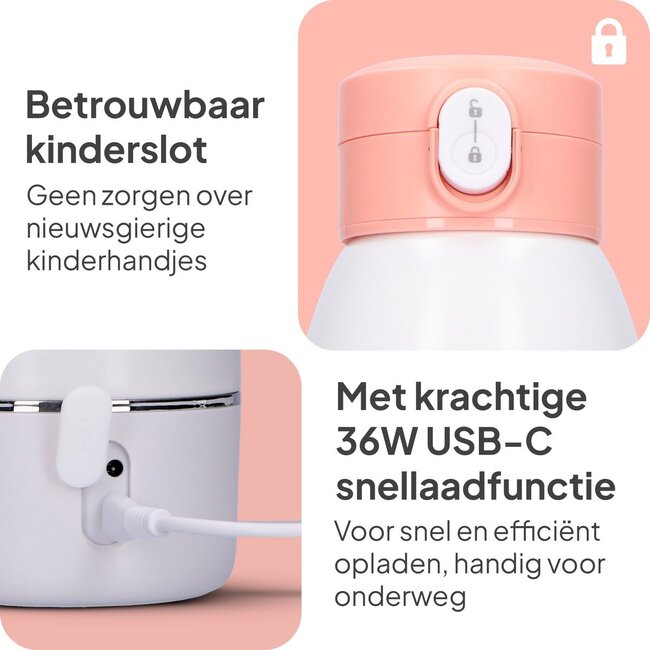 Mammie Mammie ThermoGO Thermosfles Flessenwarmer Onderweg - Draadloos - Alle Merken - 500 ML