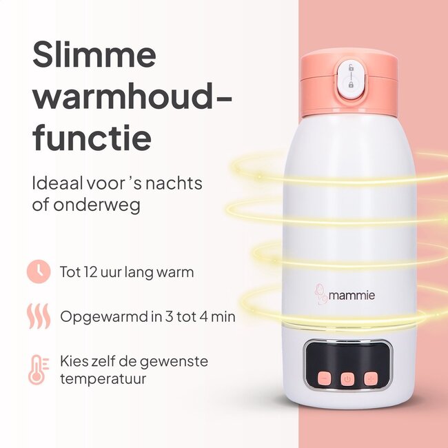 Mammie Mammie ThermoGO Thermosfles Flessenwarmer Onderweg - Draadloos - Alle Merken - 500 ML