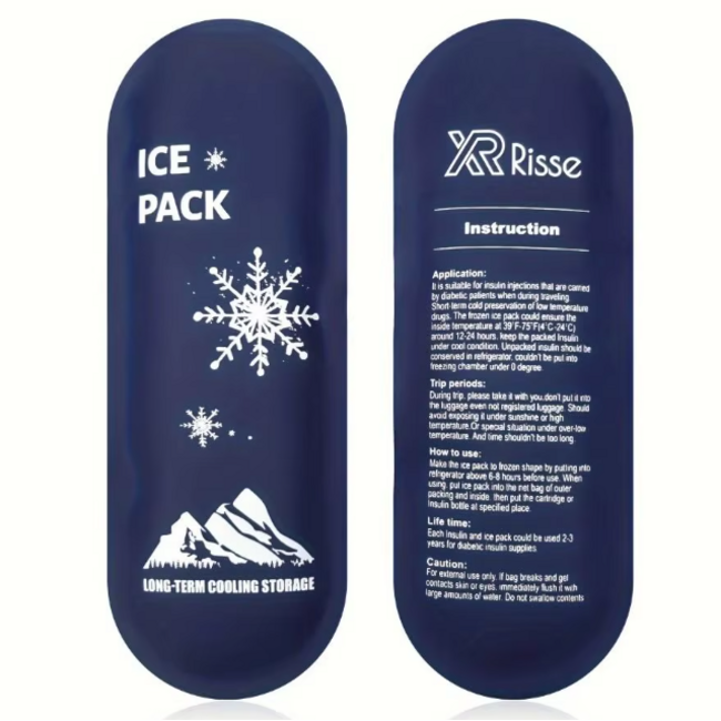 Koelelement voor Medicatie & Insuline – 19,3 x 7 cm – Herbruikbaar Ice Pack – Donkerblauw