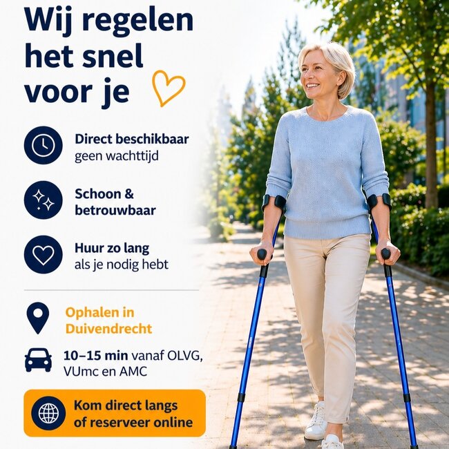 Elleboogkrukken Huren - per paar -  prijs per week