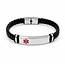 MediSieraad armband zwart gevlochten kunstleer met RVS plaatje - Incl. Gravering - Copy