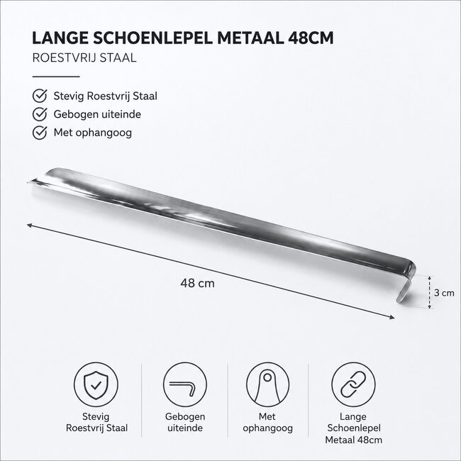 Satillo Lange Schoenlepel Metaal - 48 cm - RVS