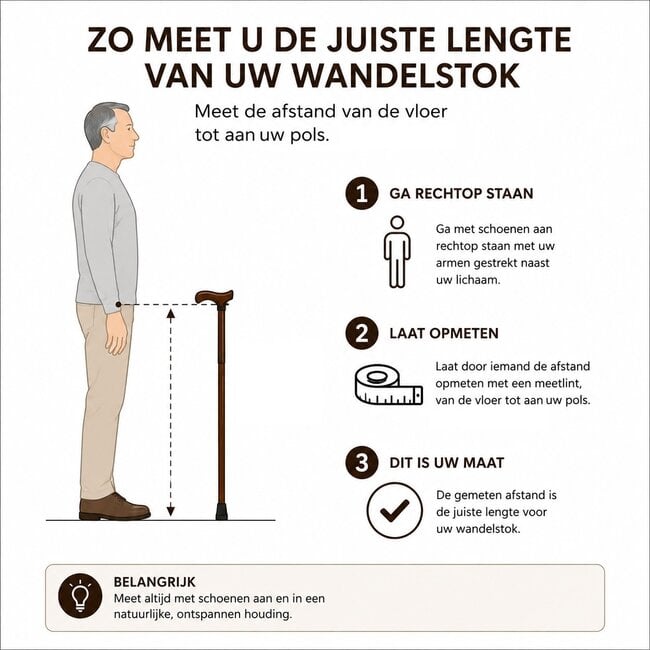 Luxe Houten Wandelstok voor Ouderen – Op Maat Gemaakt