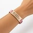 Medische Armband Roze Leer - Rosé goudkleur plaatje met eigen tekst