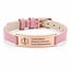 Medische Armband Roze Leer - Rosé goudkleur plaatje met eigen tekst