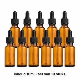 Pipetflesjes 10 ml – Set van 10 Stuks - leeg glazen flesje met pipet
