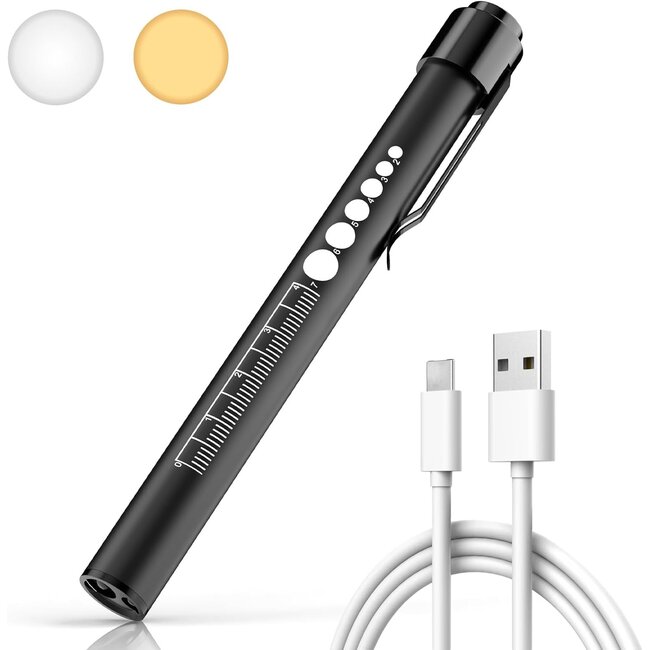 Luxe Penlight USB oplaadbaar - Dual light - warm en helder wit