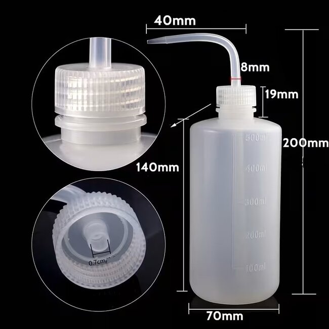 Spuitfles 500ml Knijpfles met Gebogen Tuit – Doseerfles voor Laboratorium, Hobby & Reiniging