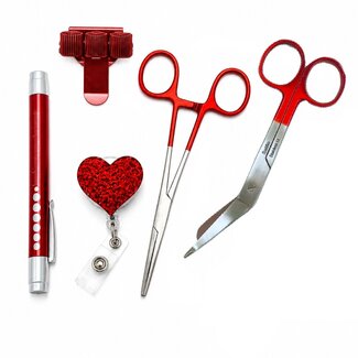 Satillo Verpleegkunde Set – Verbandschaar, Kocher & LED Penlight (Rood)