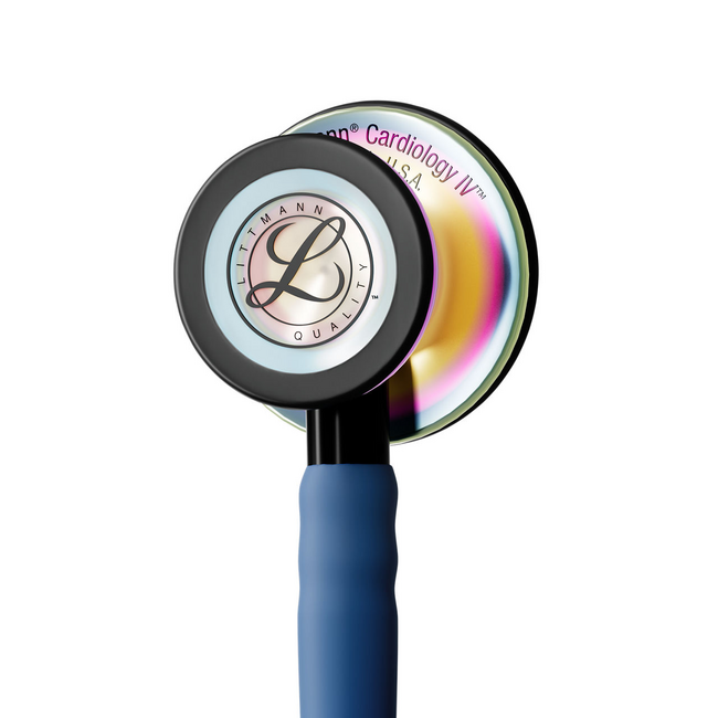 Littmann® Cardiology IV™ Stethoscoop – Satin Finish Marineblauw / Hoogglans Regenboog Borststuk – 6242C