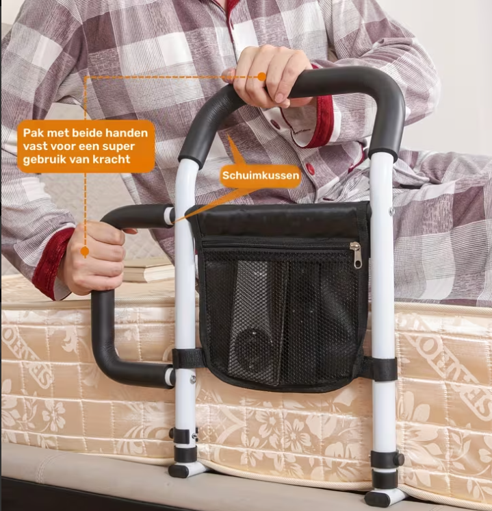 Bedleuning voor Senioren met Dubbele Handgreep & Opbergvak | Tot 136 kg, foto 2 van 4