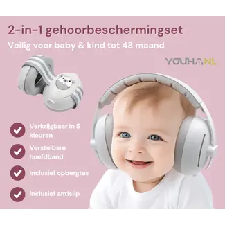 Youha 2-in-1 Gehoorbescherming Baby & Peuter (0-4 jaar) – SNR 27 dB – Inclusief Babyband en Hoofdband