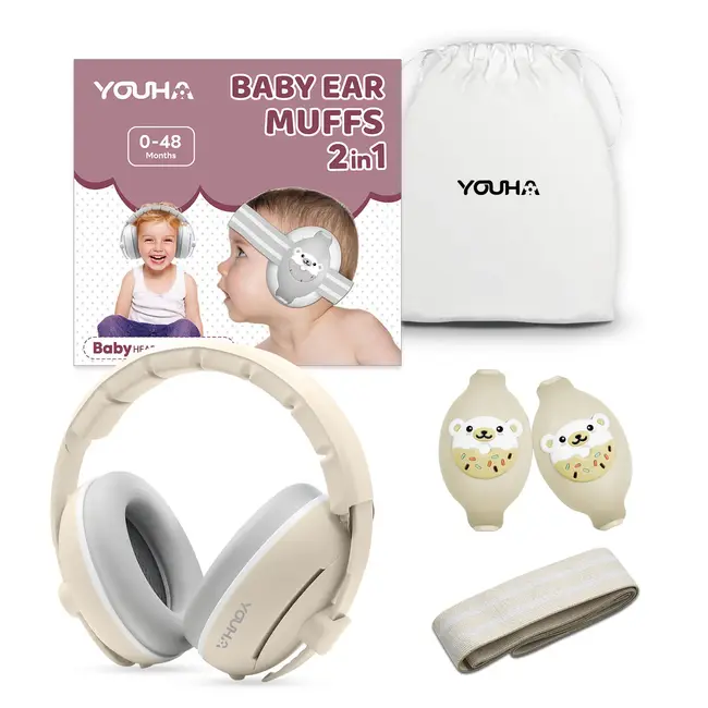 Youha 2-in-1 Gehoorbescherming Baby & Peuter (0-4 jaar) – SNR 27 dB – Inclusief Babyband en Hoofdband