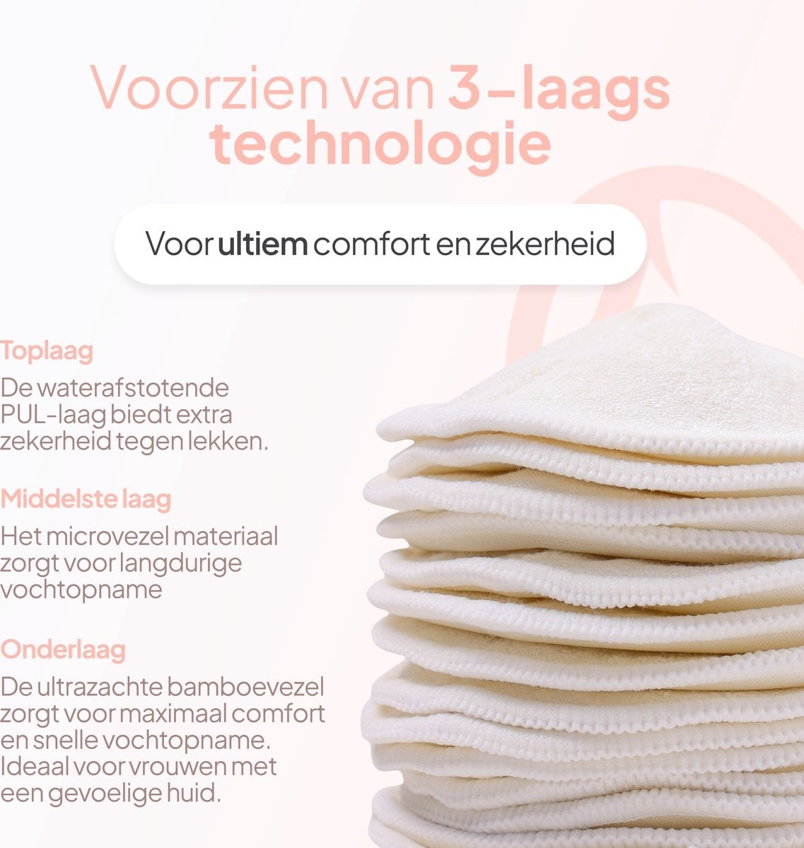 Mammie Wasbare Zoogcompressen – 14 Stuks – 100% Organisch Bamboe – Inclusief Waszakje – Herbruikbare Borstcompressen, foto 2 van 6