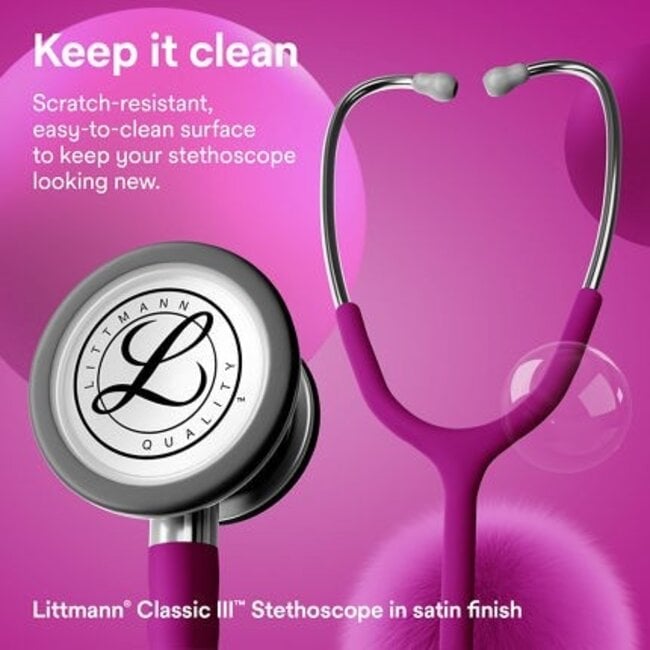 Littmann® Classic III™ Stethoscoop 5648C – Frambozenroze Satijn Slang – Geborsteld RVS Borststuk