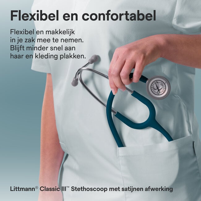 Littmann® Classic III™ Stethoscoop 5623C – Caribisch Blauwe Satijn Slang – Geborsteld RVS Borststuk
