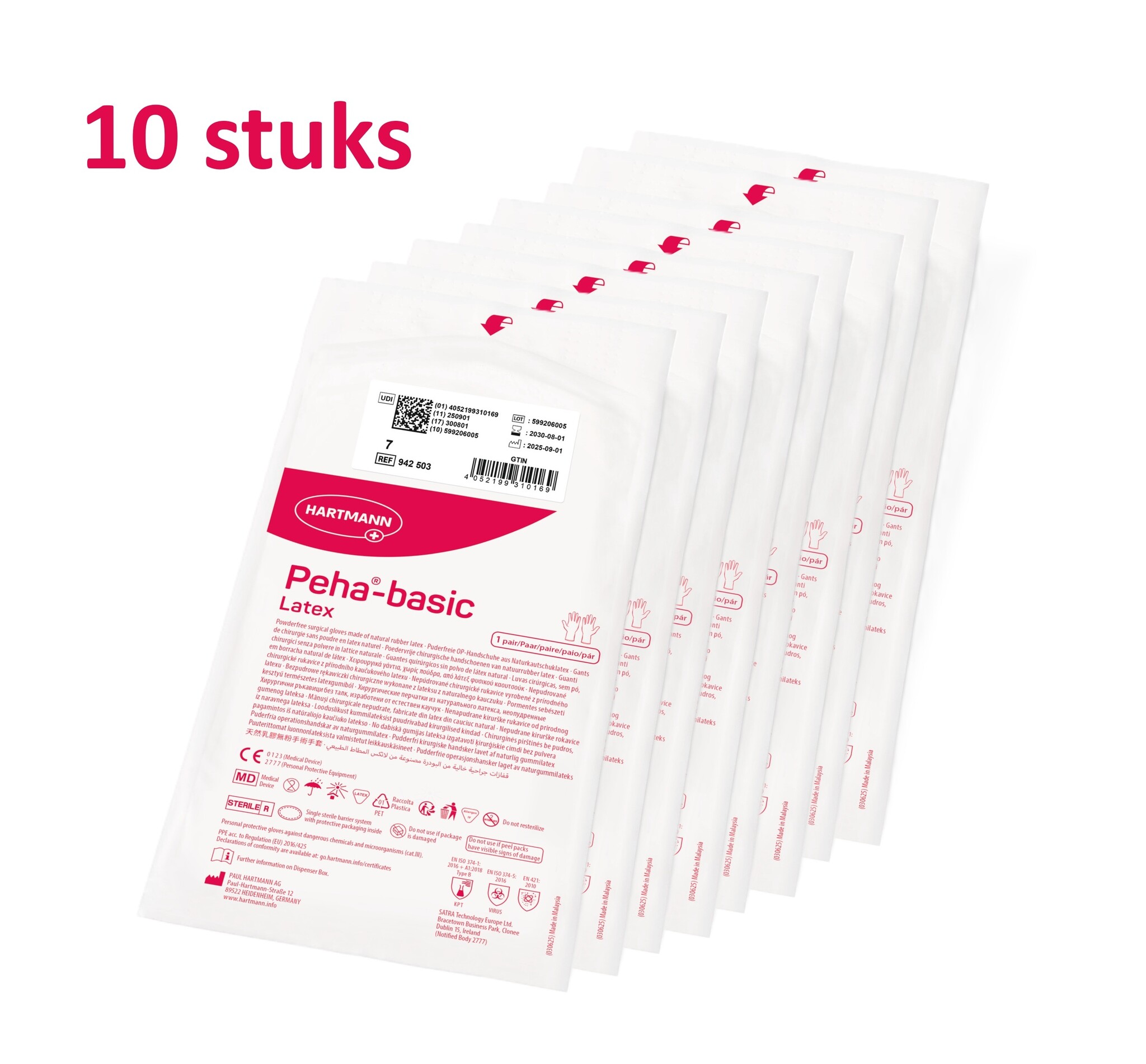 Hartmann Peha-basic - Latex handschoenen Steriel - 10 paar - individueel verpakt
