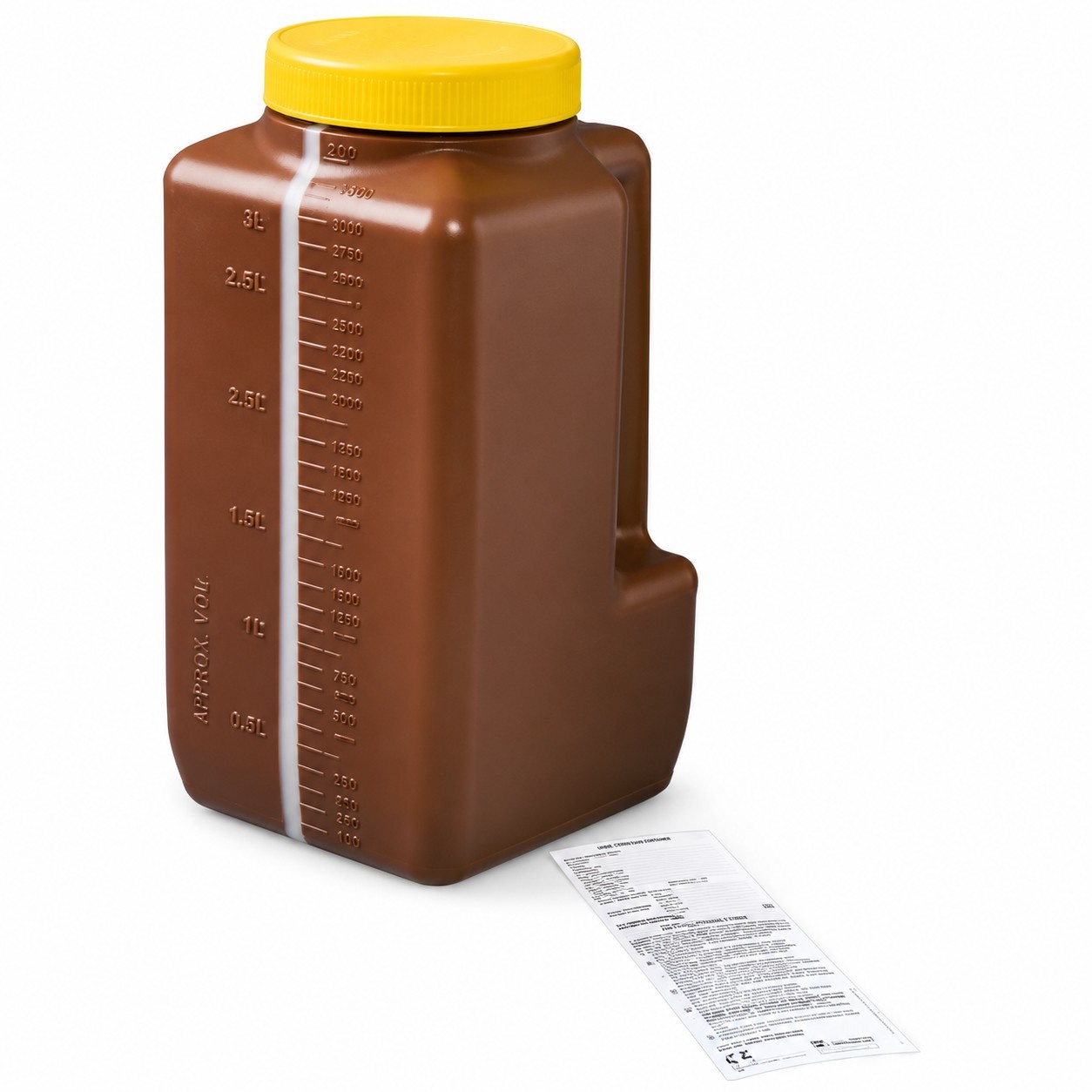 Urineopvangfles 3 liter - met transparante kijkstrip - met schroefdop en etiket