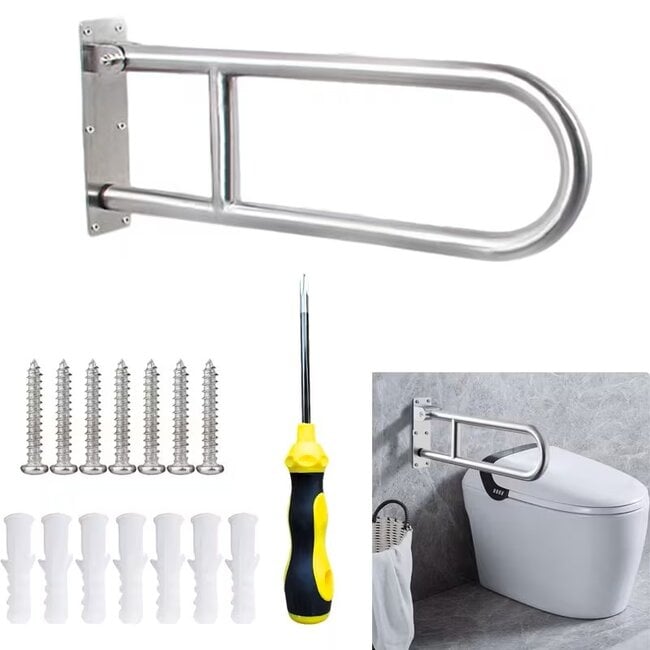 Toiletbeugel opklapbaar 60 cm – Roestvrijstaal – WC Steun