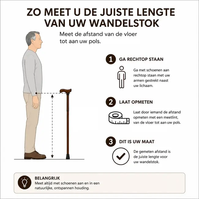 Houten wandelstok bamboe look - Op Maat Gemaakt