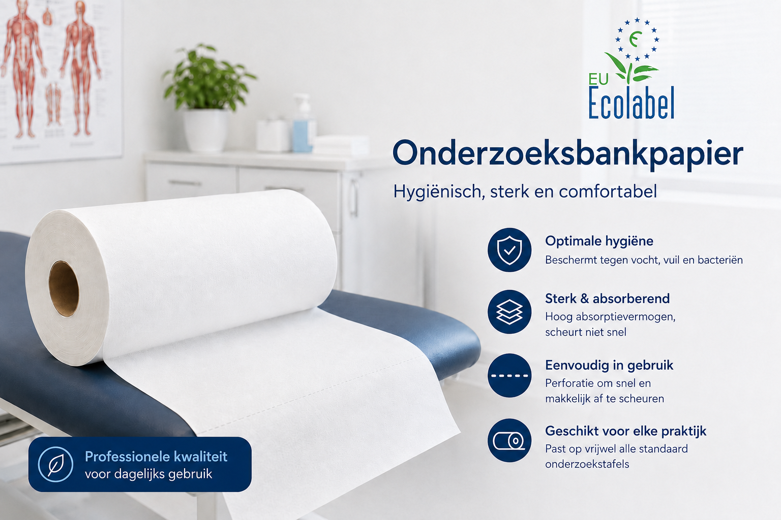Onderzoeksbankpapier 39 cm x 150 m – 2-laags – 6 rollen