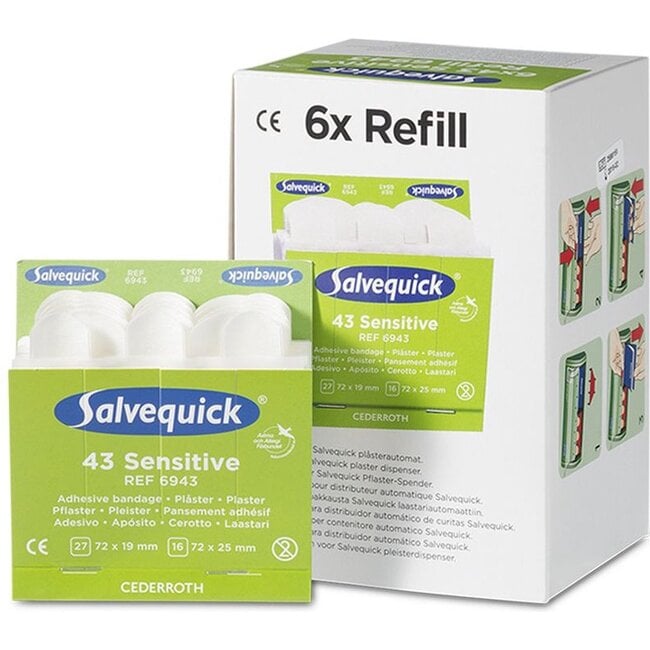 Cederroth Salvequick Plastic Waterproof Pleisters 6036 – Navulling Pleisterdispenser – 6 x 45 Waterbestendige Pleisters