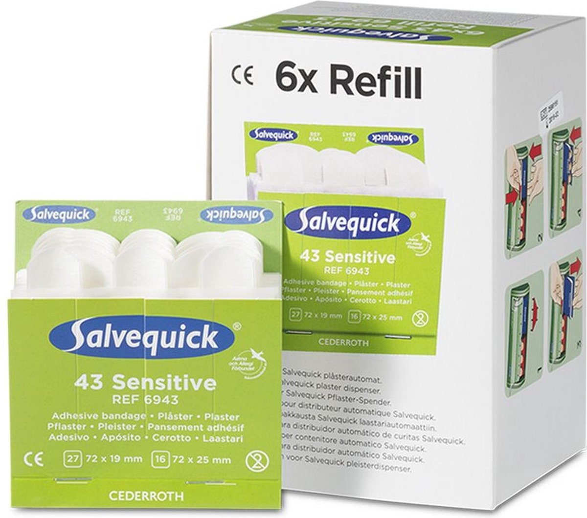 Cederroth Salvequick Plastic Waterproof Pleisters 6036 – Navulling Pleisterdispenser – 6 x 45 Waterbestendige Pleisters, foto 3 van 3