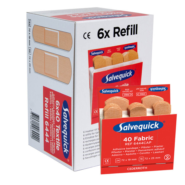 Cederroth Salvequick Textiel Pleisters 6444 – Navulling Mini Pleisterdispenser – 40 Elastische Pleisters