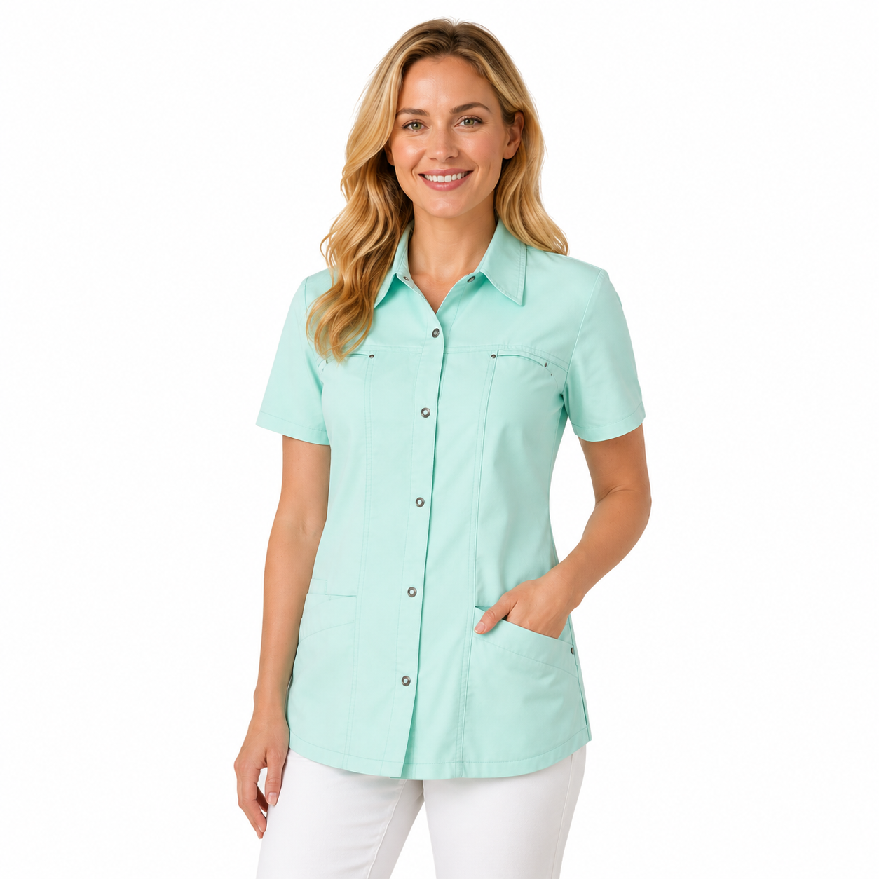Haen Zorgkleding Kara - Aqua Mint - Dames Zorgjasje, foto 2 van 2