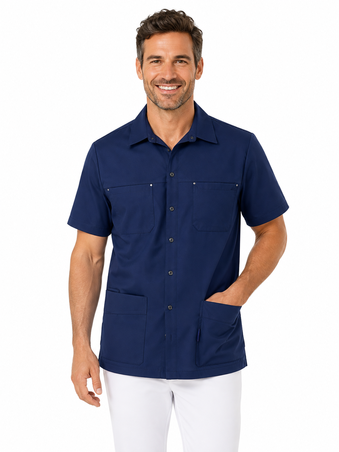 Haen Zorgkleding Karel - Navy - Heren Zorgjasje, foto 2 van 2