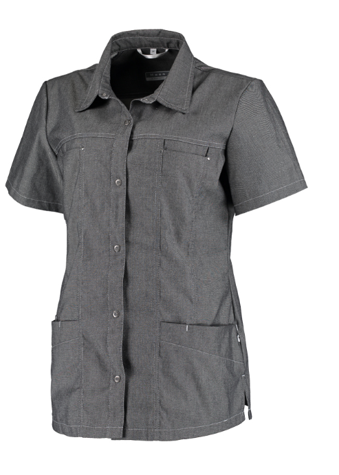 Haen Zorgkleding Kara - Black Denim Look - Getailleerd dames zorgjasje