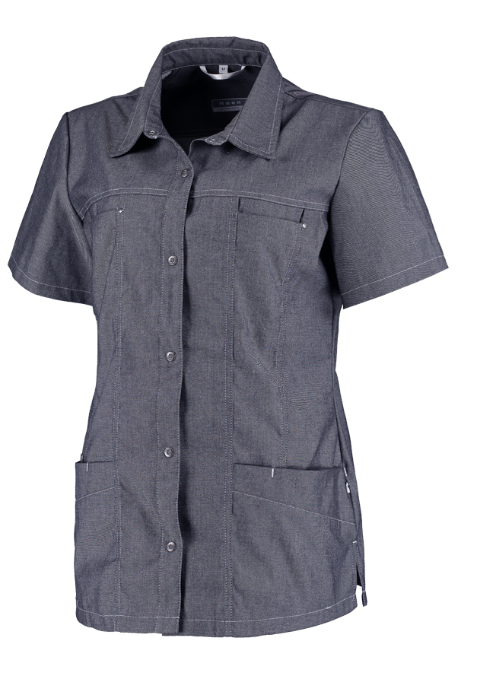 Haen Zorgkleding Kara - Blue Denim Look - Dames Zorgjasje met Korte Mouwen