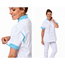 Haen Zorgkleding Mila - Wit/Magic Azur - Dames Zorgjasje – Stretch Telescoopmouw