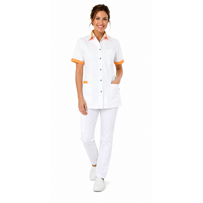 Haen Zorgkleding Fijke - Wit/Sun - Dames Zorgjasje