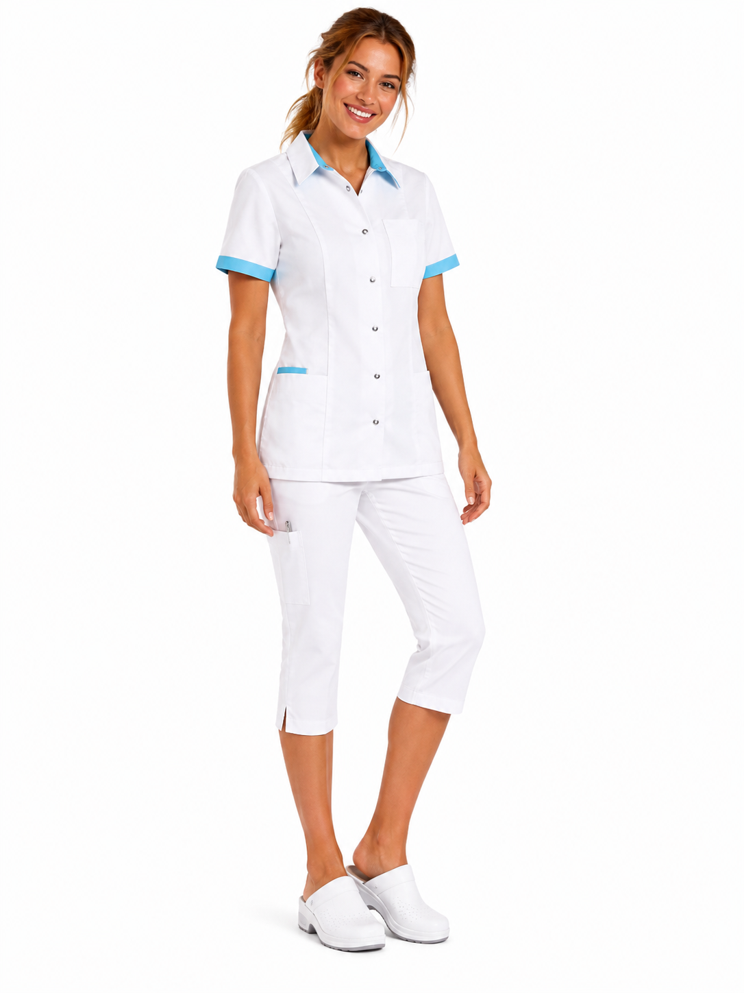 Haen Zorgkleding Gwen – Witte Dames 3/4 Zorgbroek / Pantalon, foto 3 van 3