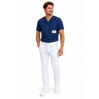 Haen Zorgkleding Tim - Wit - Heren Zorgbroek / Verpleegkundige Pantalon - Stretch