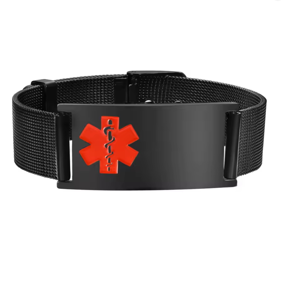 MediSieraad Medische ID Armband Zwart – Breed – RVS – Incl. Gravering, foto 3 van 6