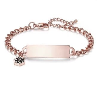 Medische ID-armband met schakelketting en bedeltje – incl. gravering