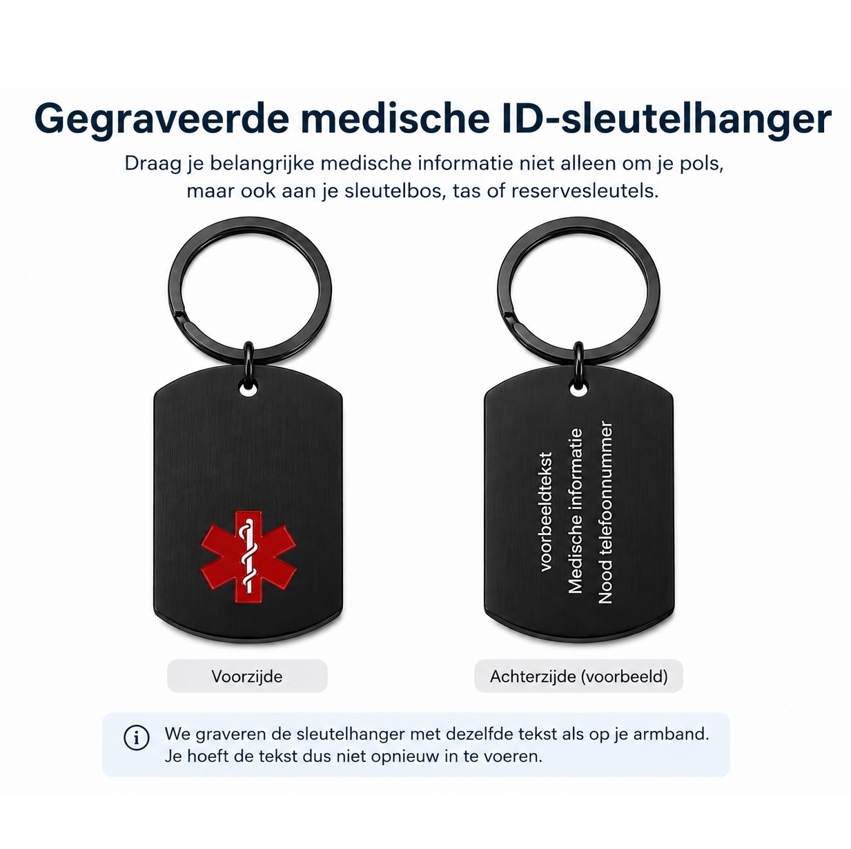 MediSieraad Medische ID Armband Zwart – Breed – RVS – Incl. Gravering, foto 5 van 6
