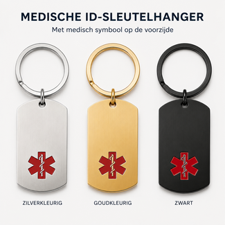 Medische ID-sleutelhanger met persoonlijke gravering
