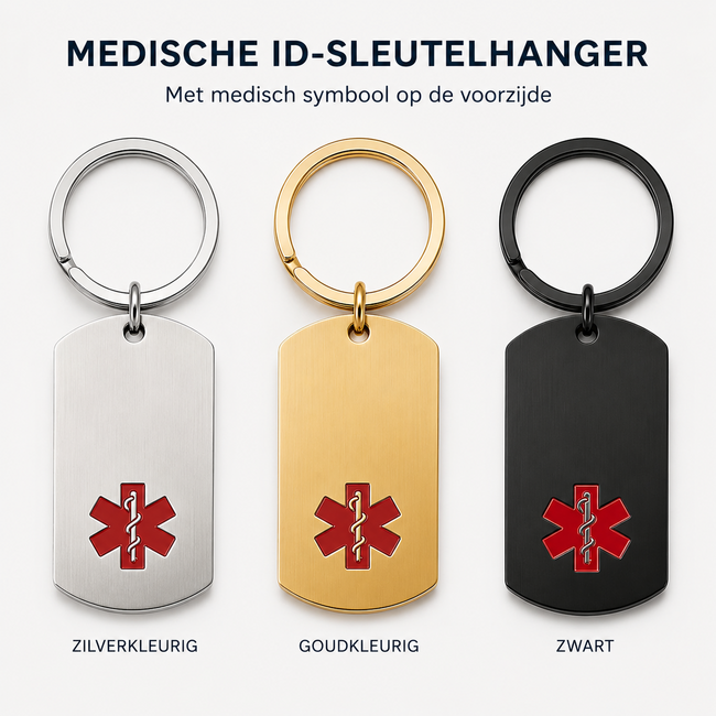 Medische ID-sleutelhanger met persoonlijke gravering