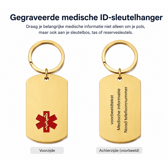 Medische ID-sleutelhanger met persoonlijke gravering