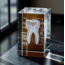 3D model van een tand in glazen blok
