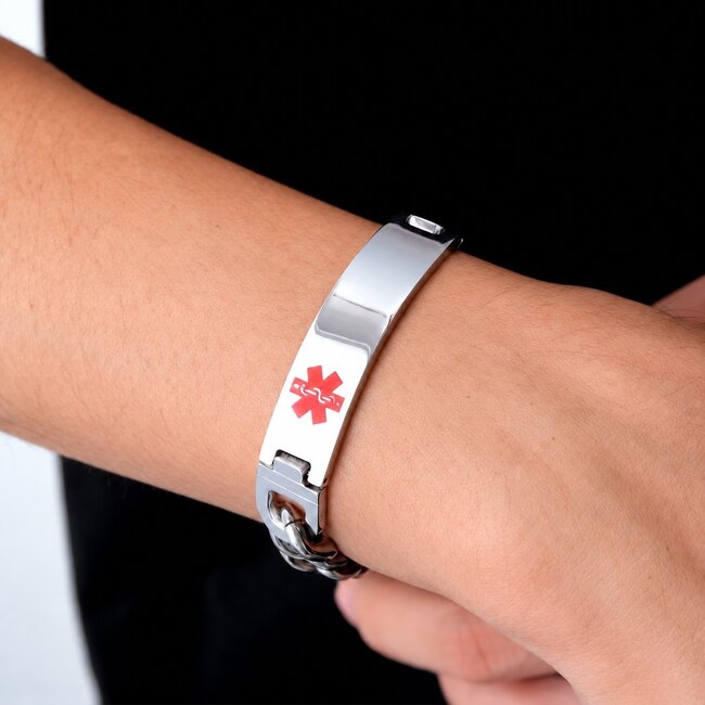 Medisieraad - Schakelarmband - RVS met gravering - Medische informatie
